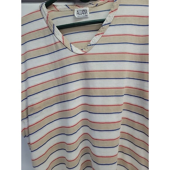 Vintage 70/80s Womens Allana‎ Cap Sleeve Striped Shirt Size 44 USA - Picture 2 of 16